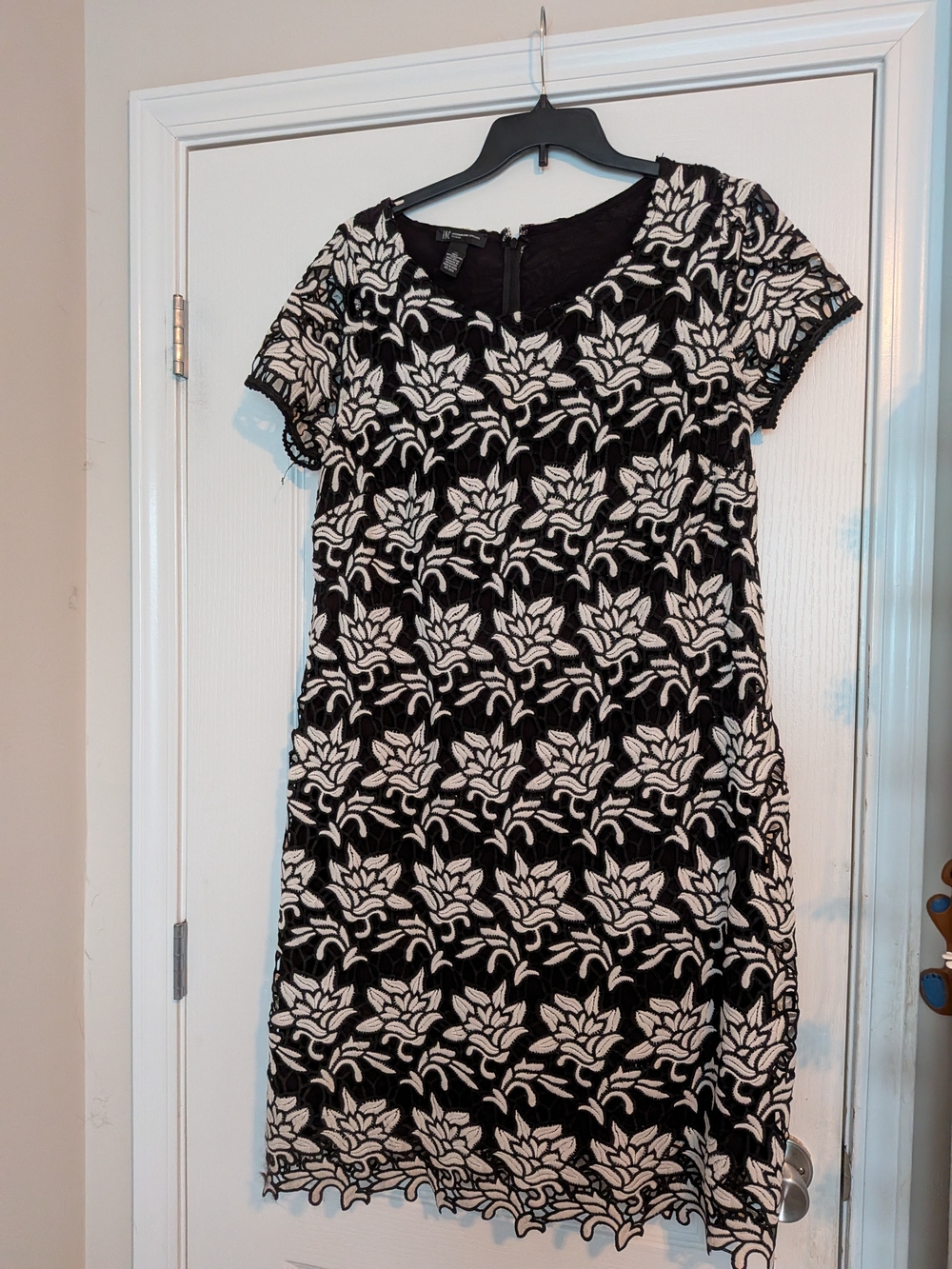 INC International Concepts Black Dress with White Floral Lace
